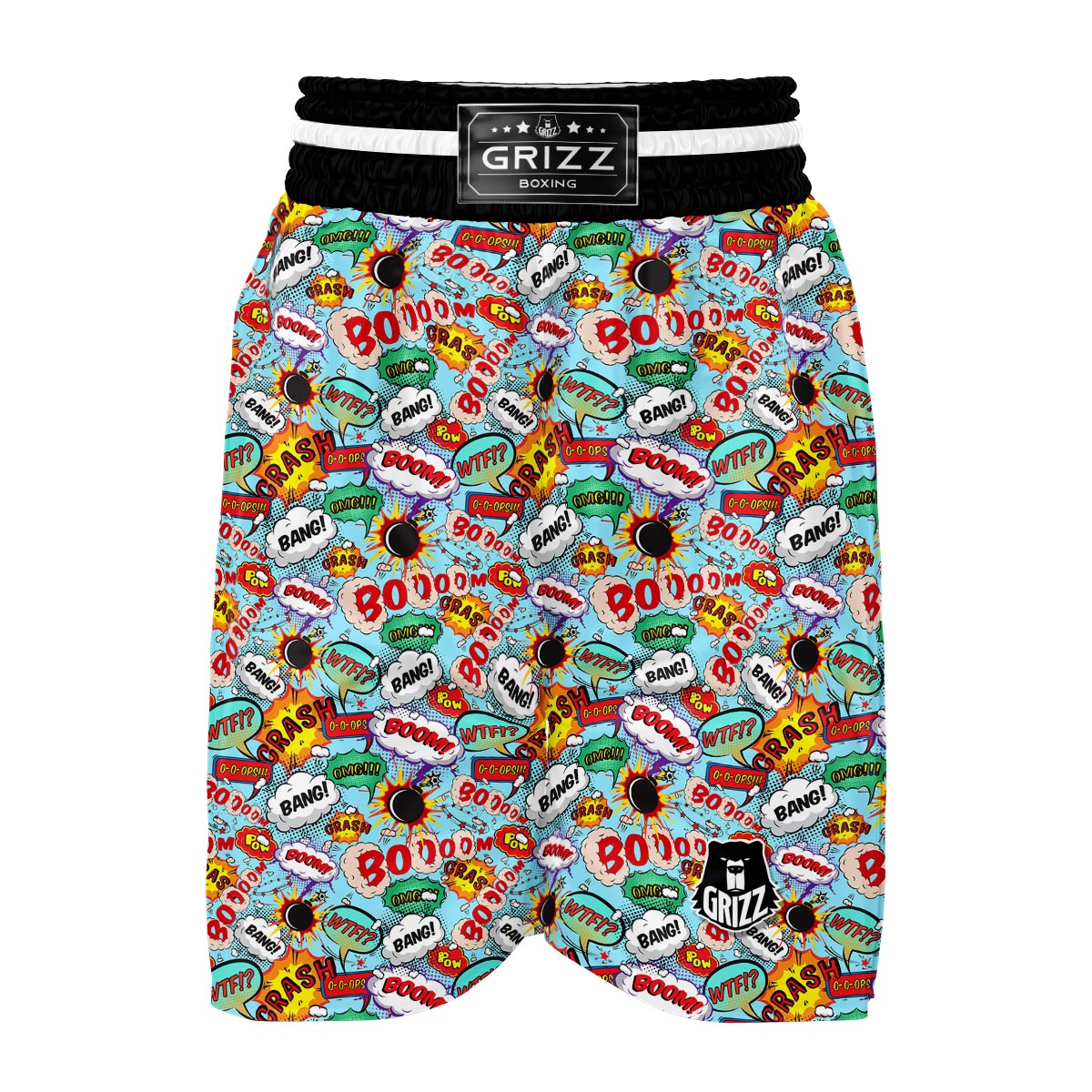 Comic Book Strip Pattern Print Boxing Shorts-grizzshop