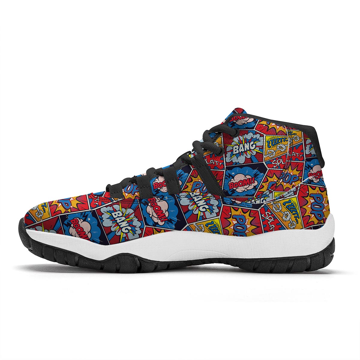 Comic Strip Book Pattern Print Black Bball Shoes-grizzshop