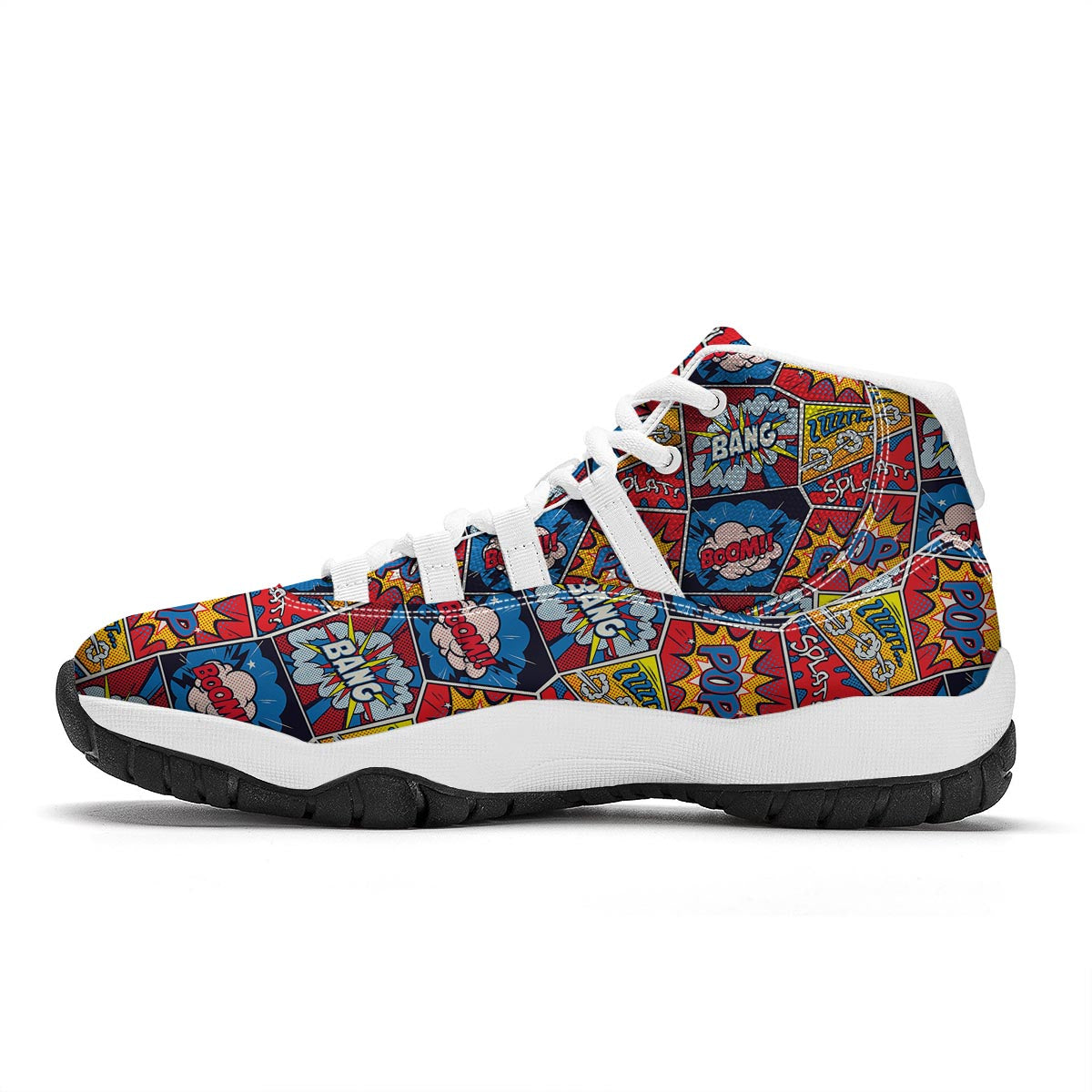 Comic Strip Book Pattern Print White Bball Shoes-grizzshop