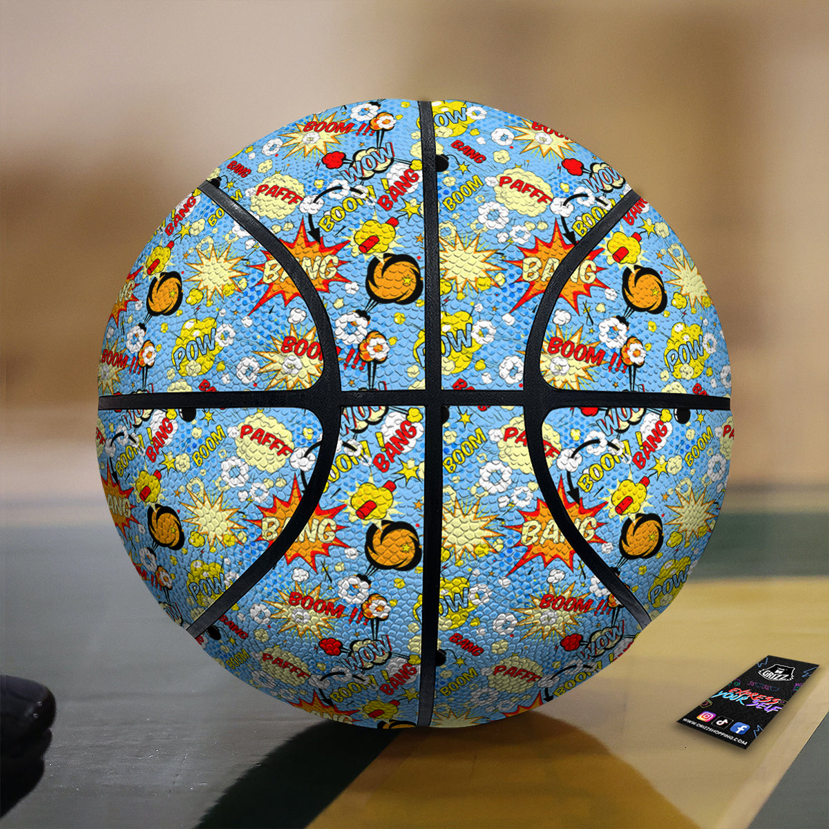 Comic Book Speech Bubbles Print Pattern Basketball