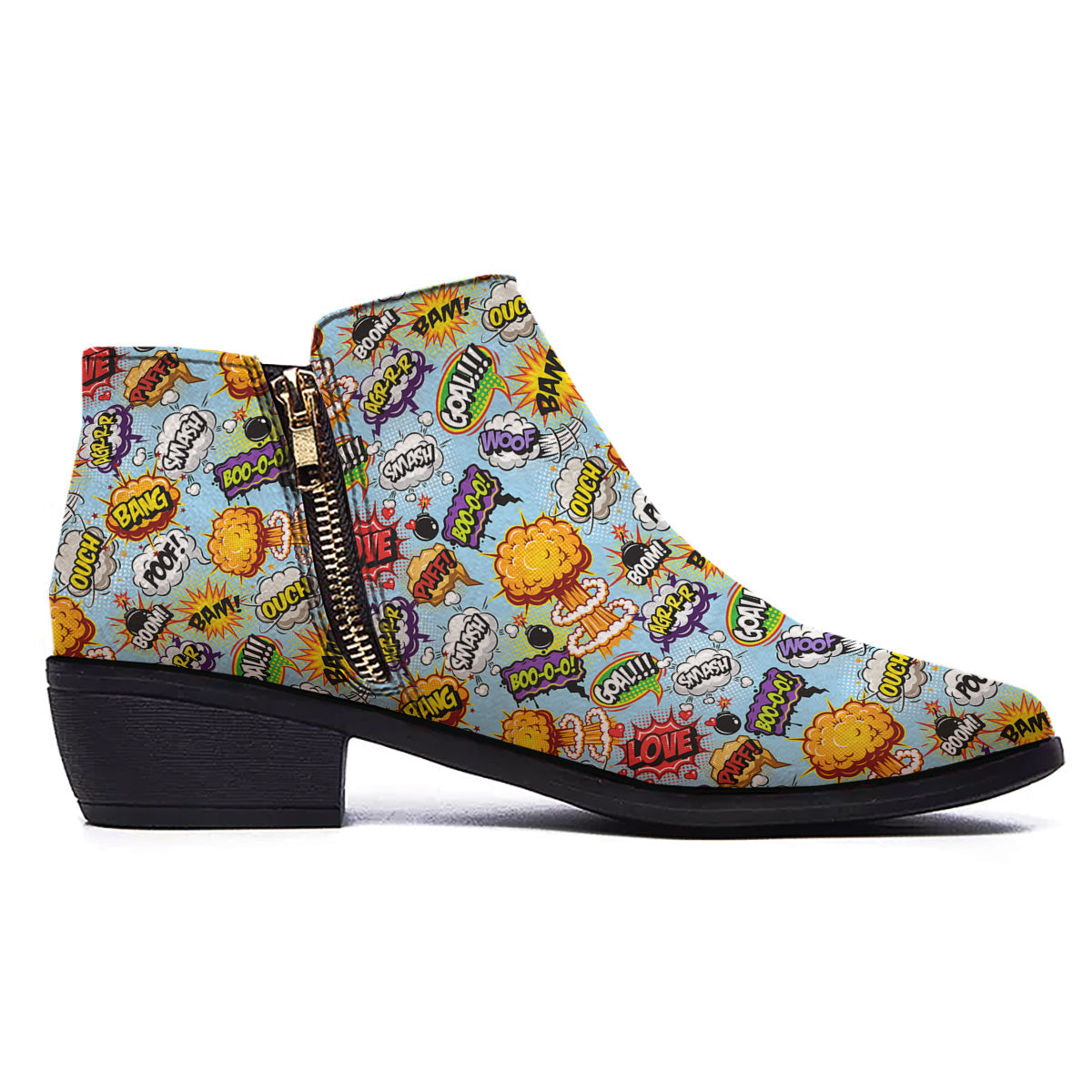 Comics Book Speech Print Pattern Ankle Boots-grizzshop