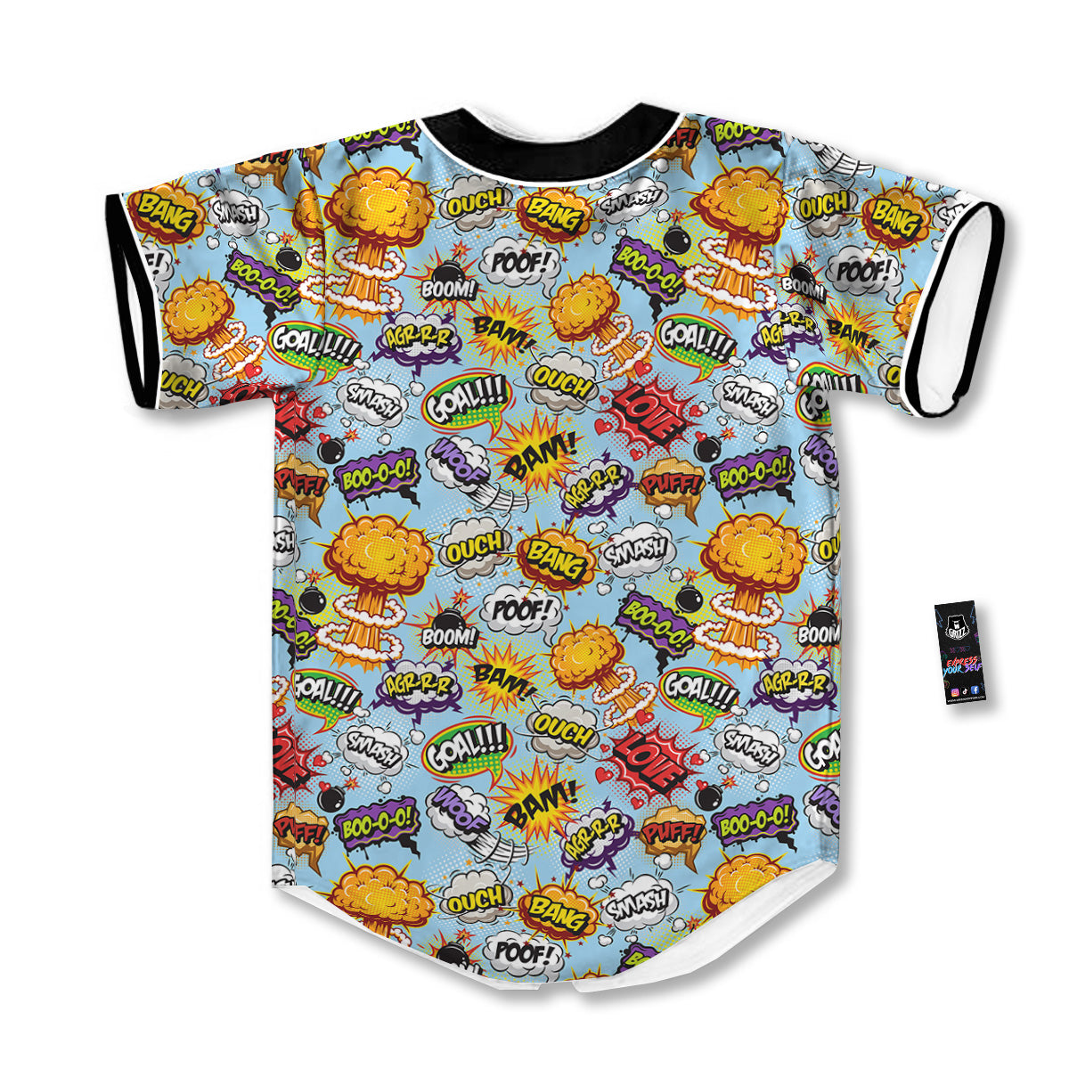 Comics Book Speech Print Pattern Baseball Jersey-grizzshop