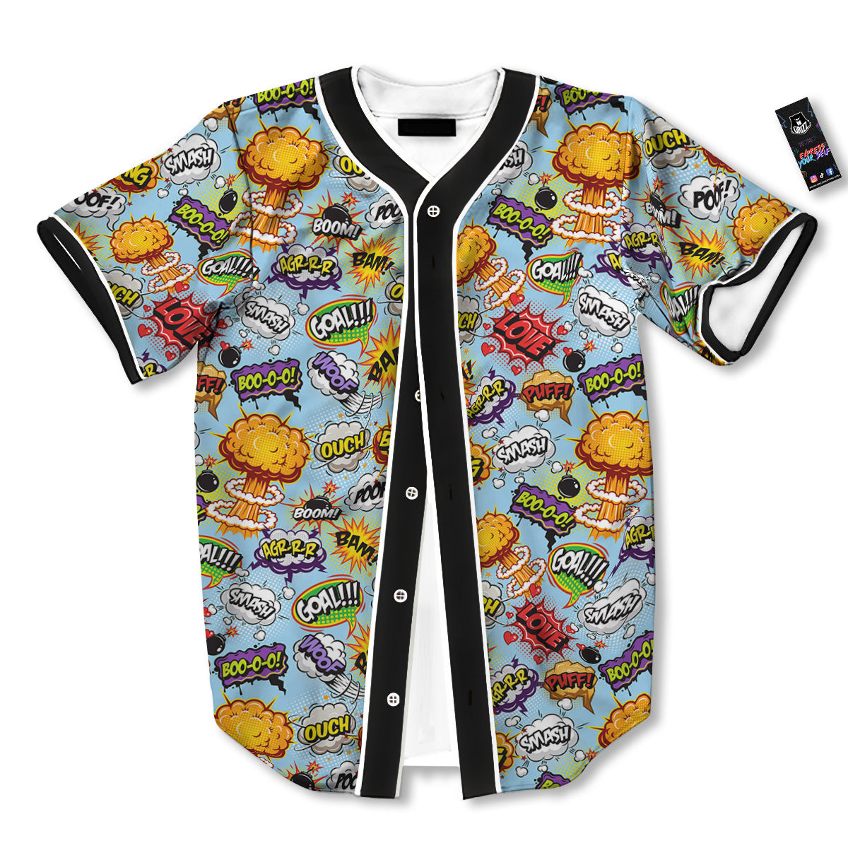 Comics Book Speech Print Pattern Baseball Jersey-grizzshop