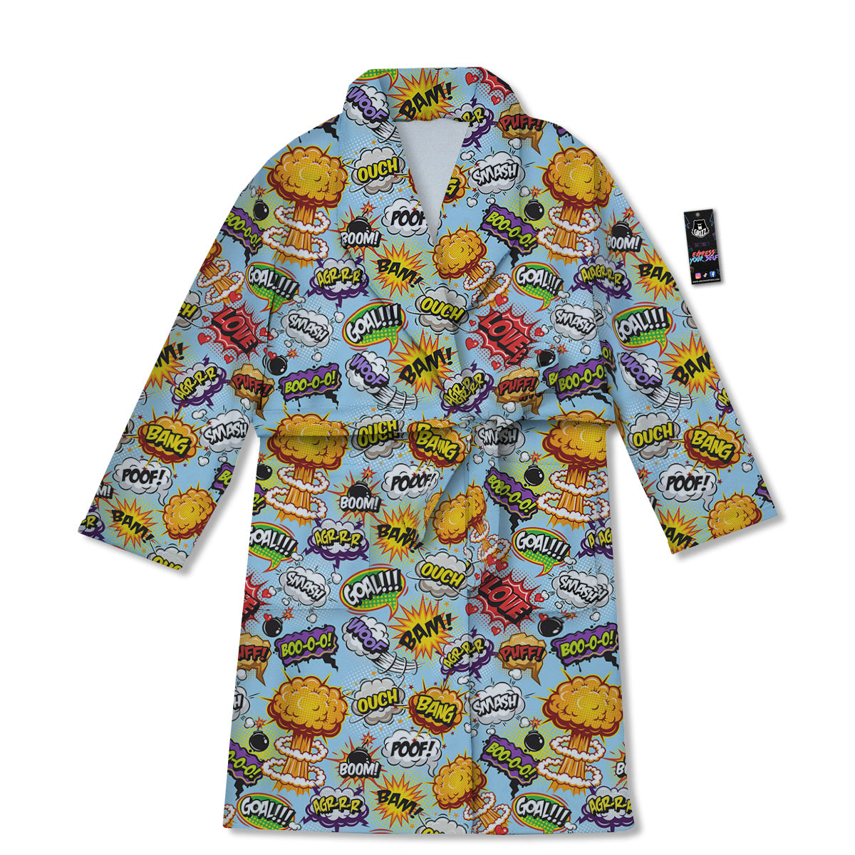 Comics Book Speech Print Pattern Bathrobe-grizzshop