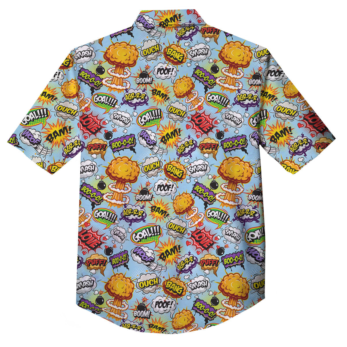 Comics Book Speech Print Pattern Button Up Shirt-grizzshop