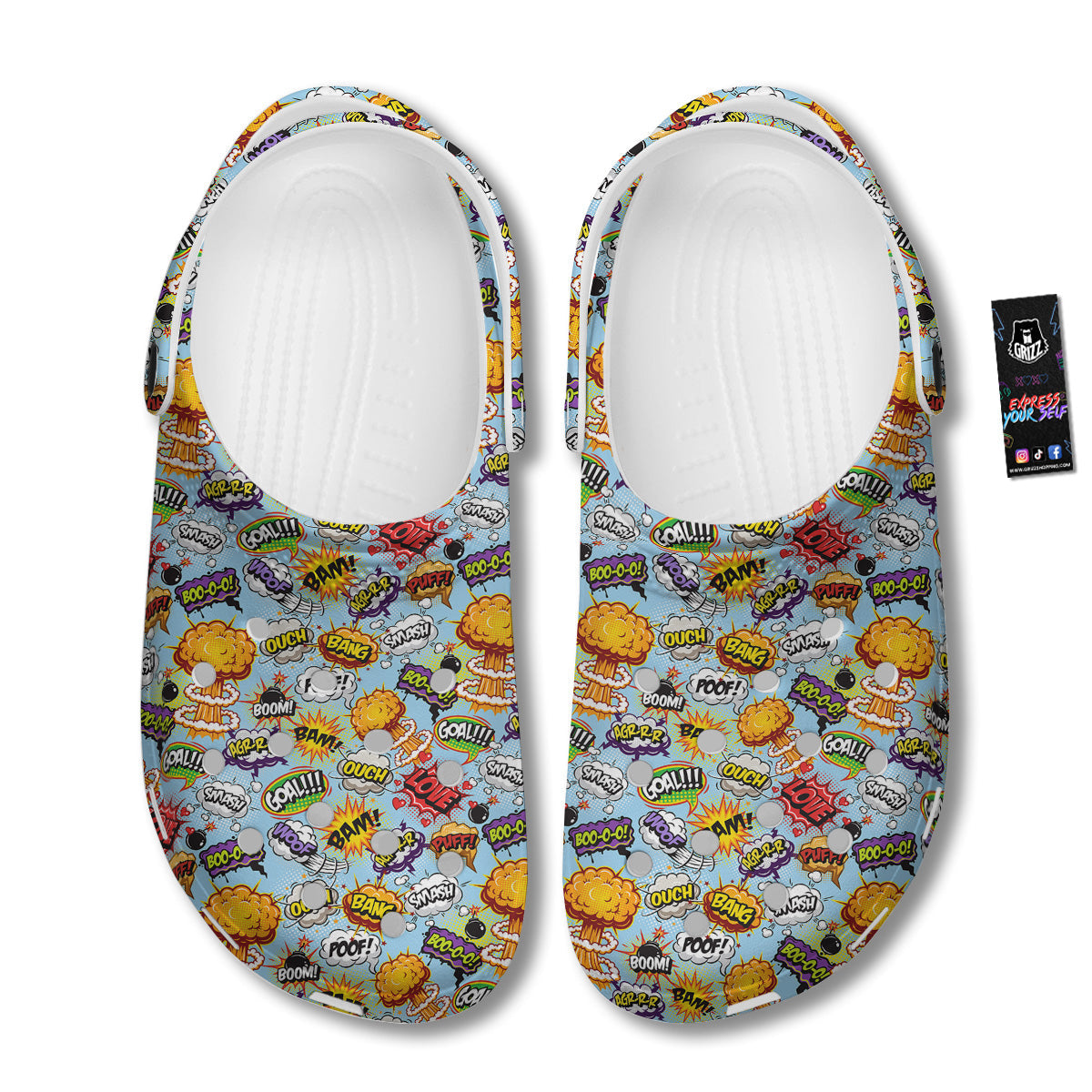 Comics Book Speech Print Pattern Clog-grizzshop