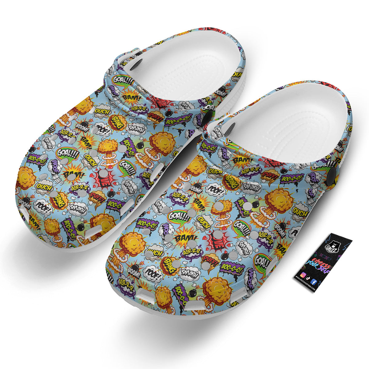 Comics Book Speech Print Pattern Clog-grizzshop