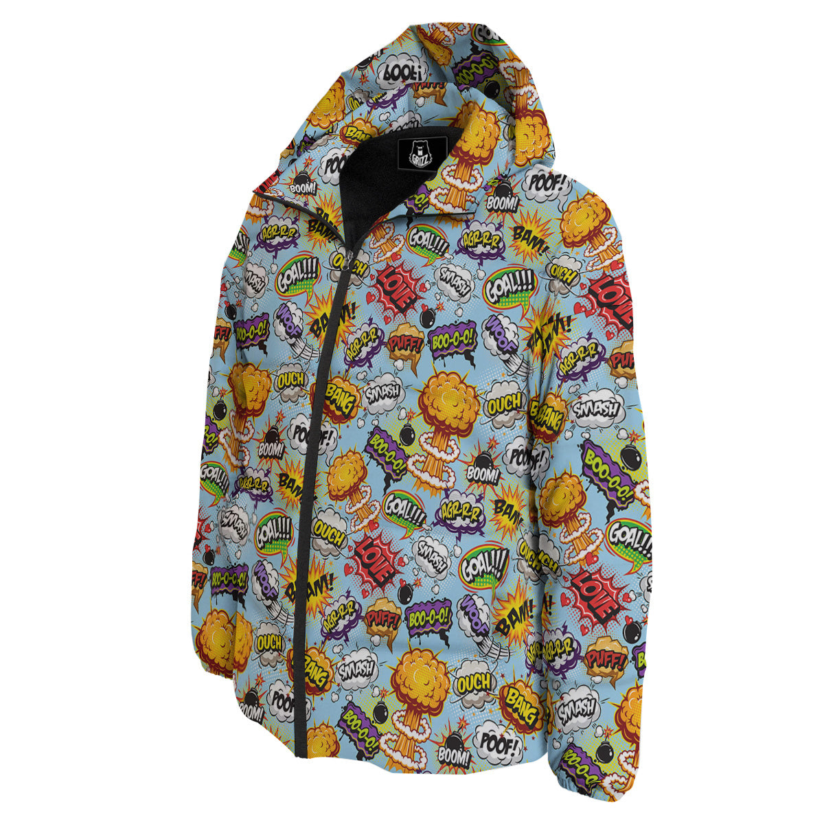 Comics Book Speech Print Pattern Down Jacket-grizzshop