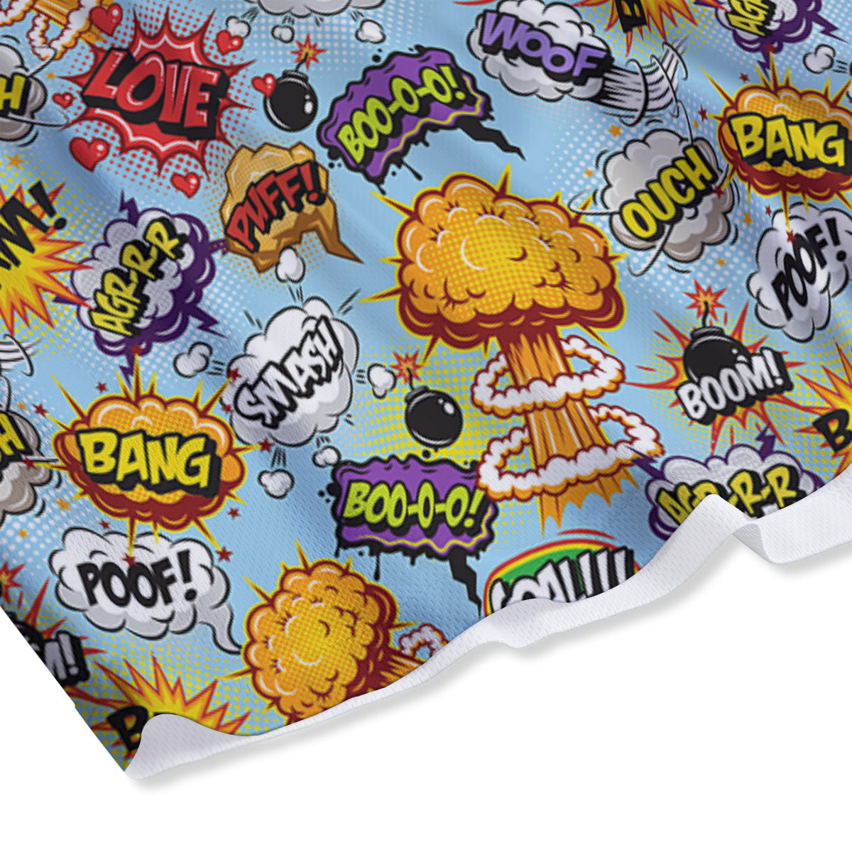 Comics Book Speech Print Pattern Mesh Shorts-grizzshop