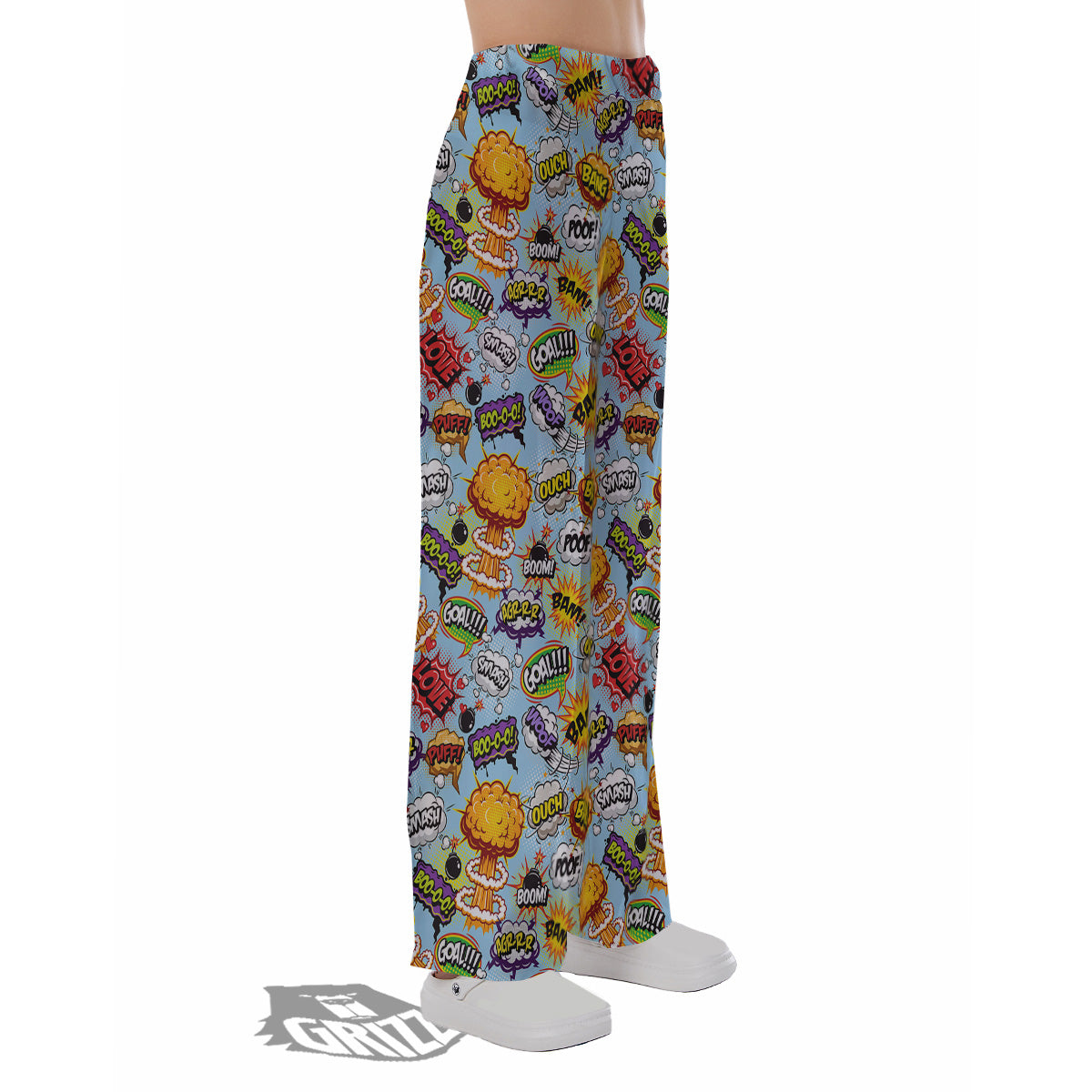 Comics Book Speech Print Pattern Pajama Pants-grizzshop