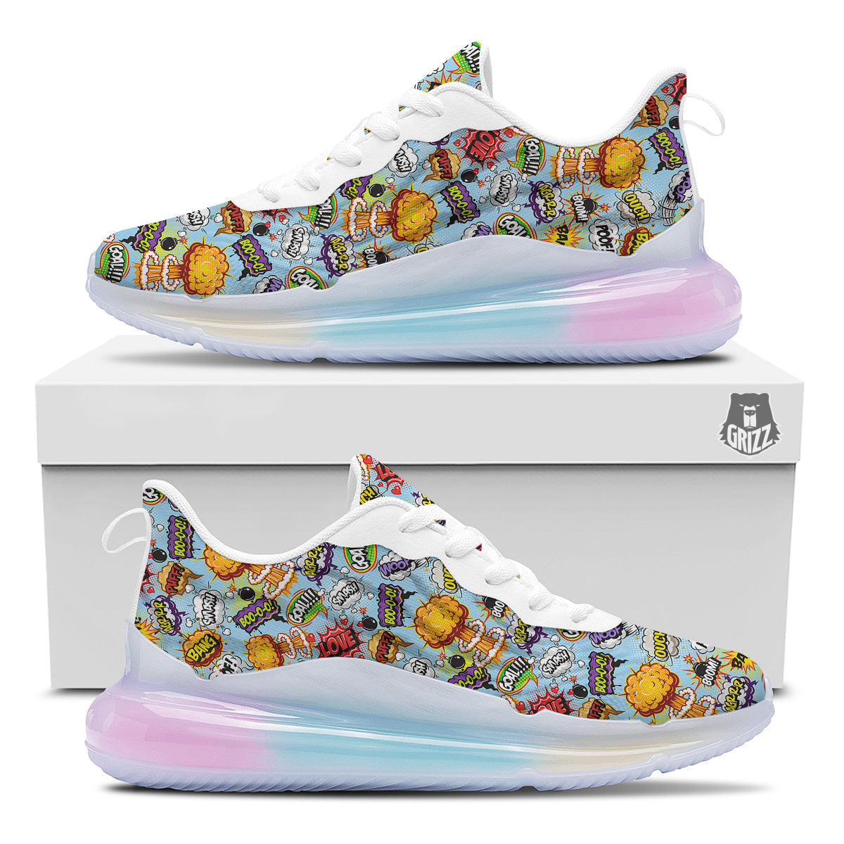Comics Book Speech Print Pattern Running Sneakers-grizzshop