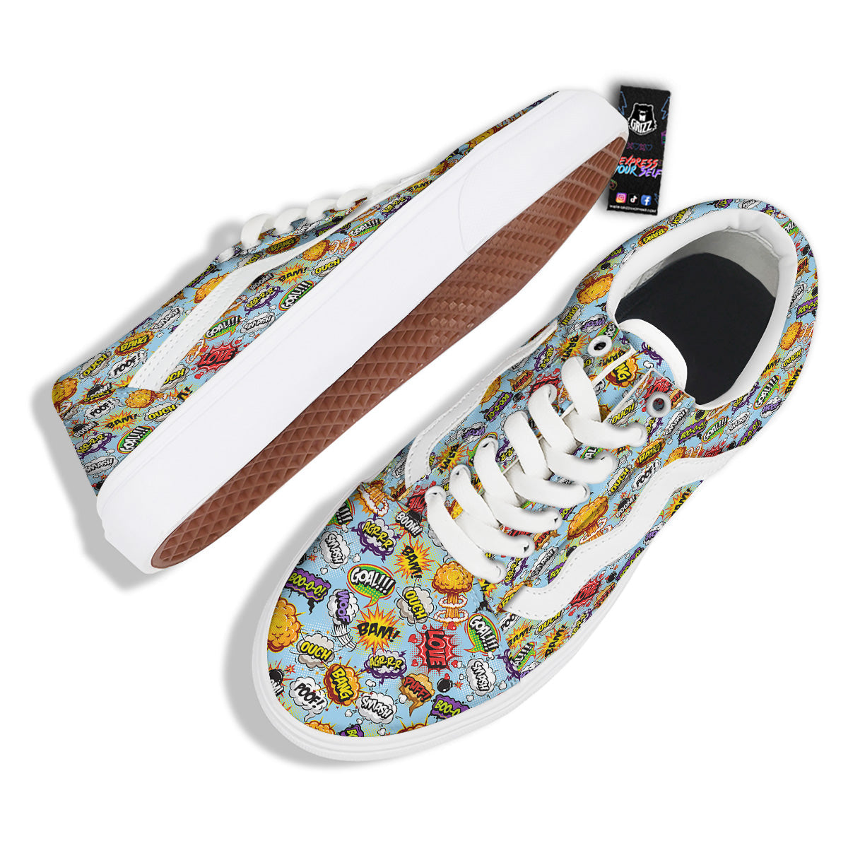 Comics Book Speech Print Pattern Skate Shoes-grizzshop