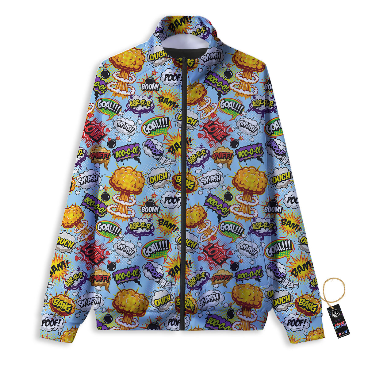 Comics Book Speech Print Pattern Track Jacket-grizzshop