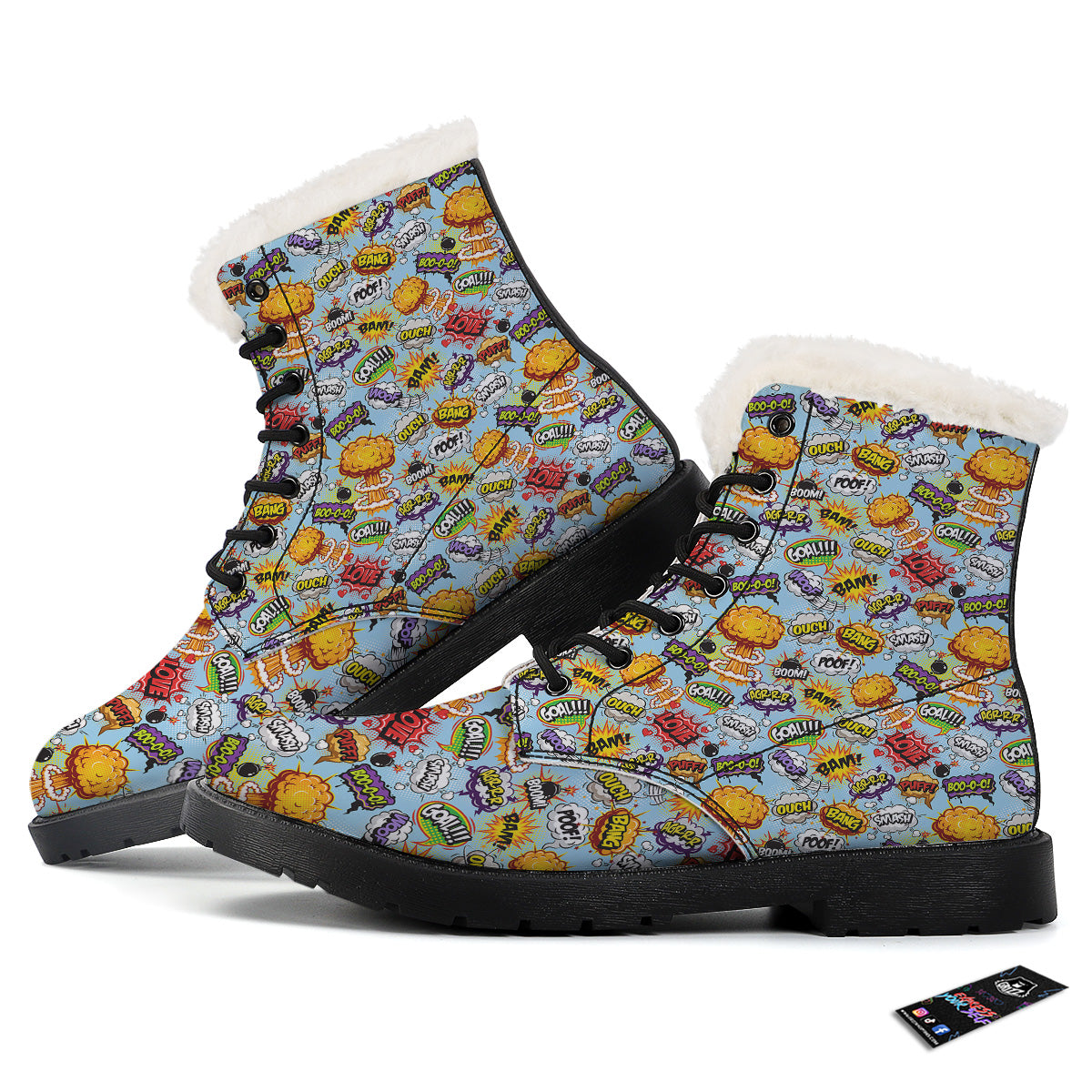 Comics Book Speech Print Pattern Winter Boots-grizzshop