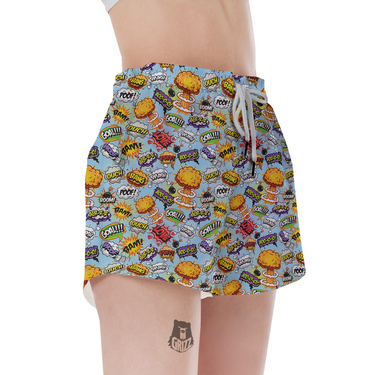 Comics Book Speech Print Pattern Women's Shorts-grizzshop
