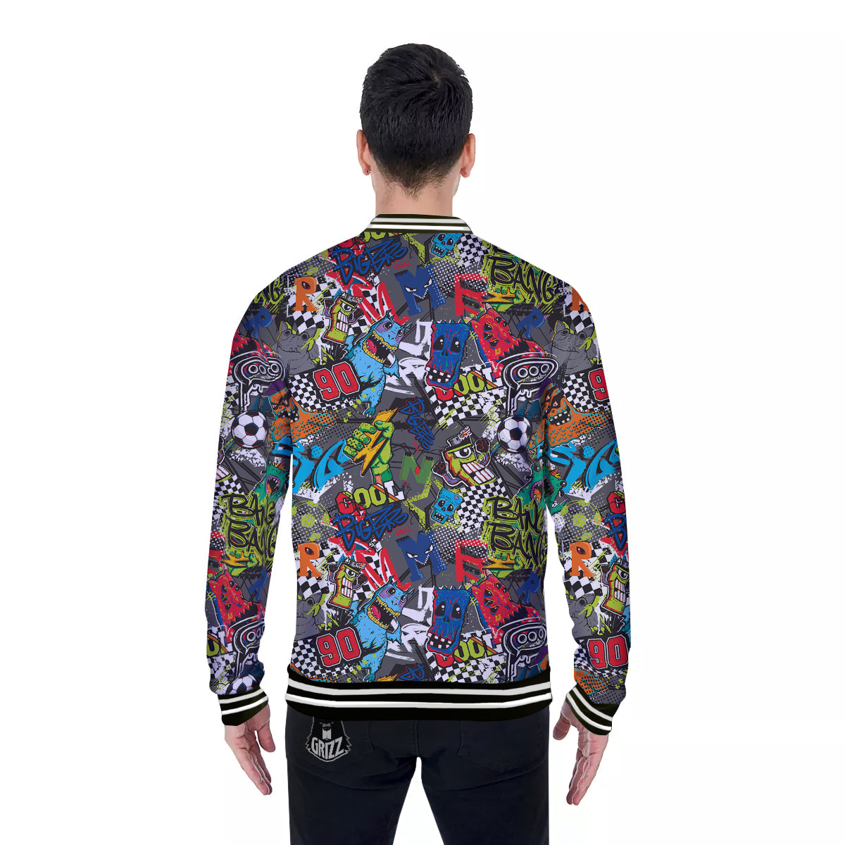 Comics Monsters Graffiti Print Pattern Baseball Jacket-grizzshop