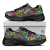 Comics Monsters Graffiti Print Pattern Black Chunky Shoes-grizzshop