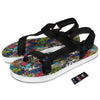 Comics Monsters Graffiti Print Pattern Black Open Toe Sandals-grizzshop