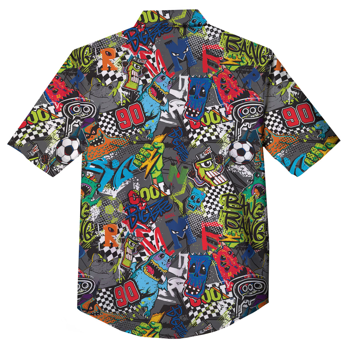 Comics Monsters Graffiti Print Pattern Button Up Shirt-grizzshop