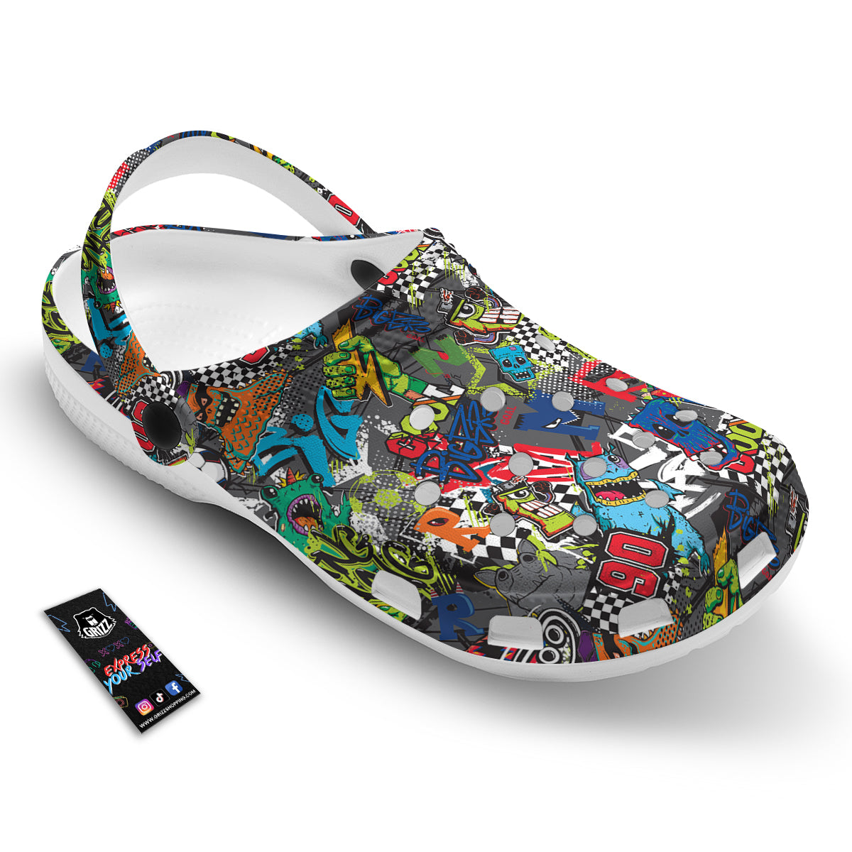 Comics Monsters Graffiti Print Pattern Clog-grizzshop