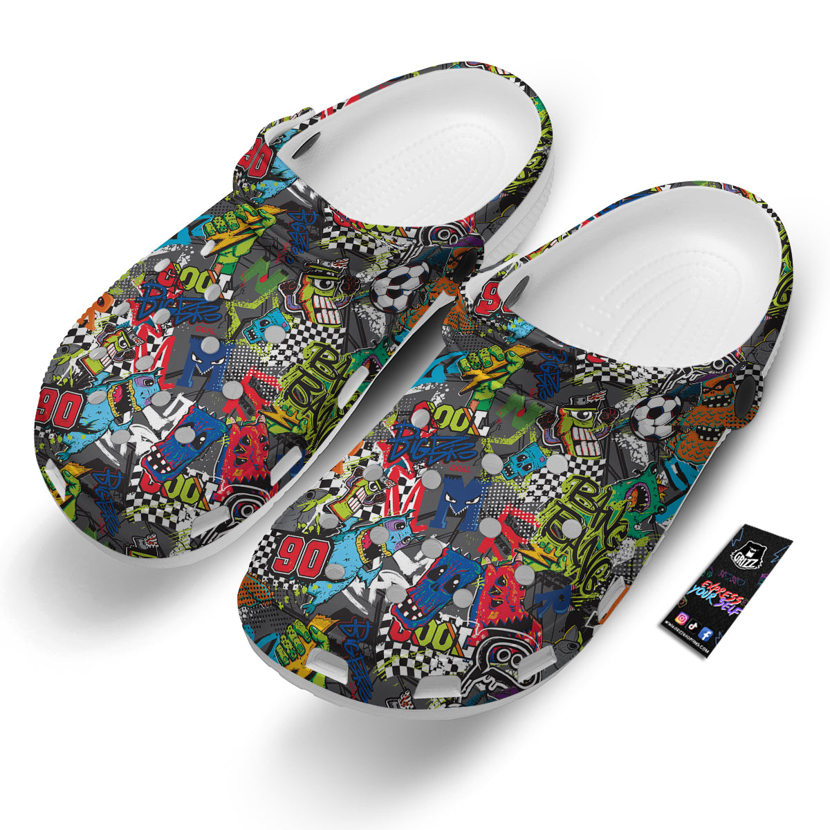 Comics Monsters Graffiti Print Pattern Clog-grizzshop