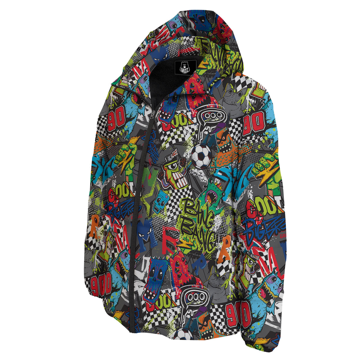 Comics Monsters Graffiti Print Pattern Down Jacket-grizzshop