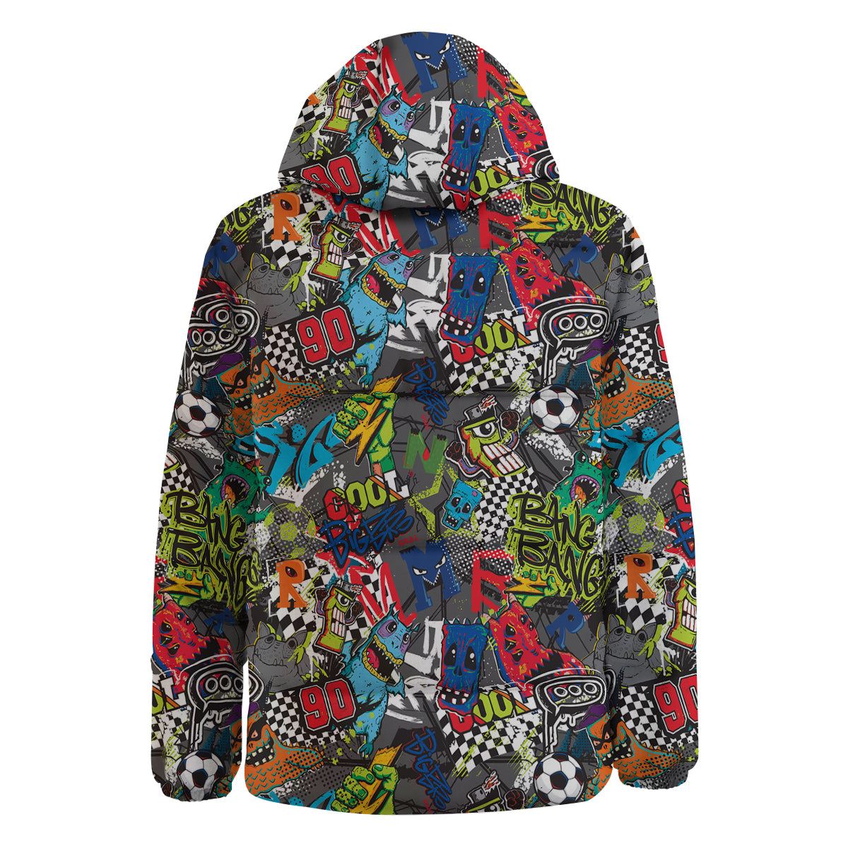 Comics Monsters Graffiti Print Pattern Down Jacket-grizzshop