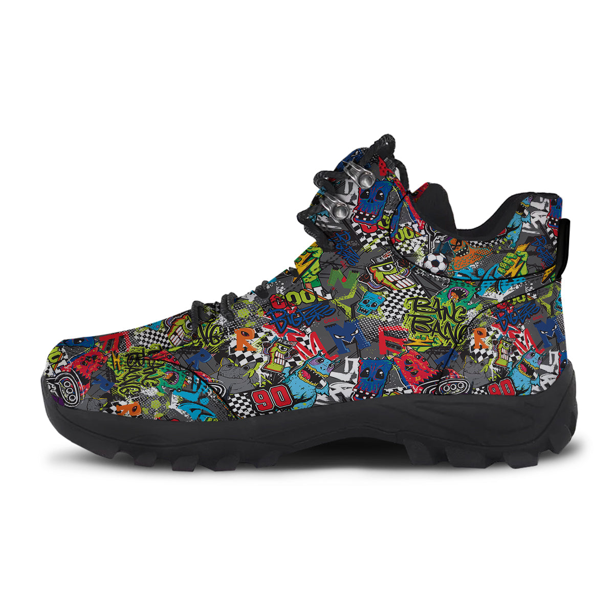 Comics Monsters Graffiti Print Pattern Hiking Shoes-grizzshop