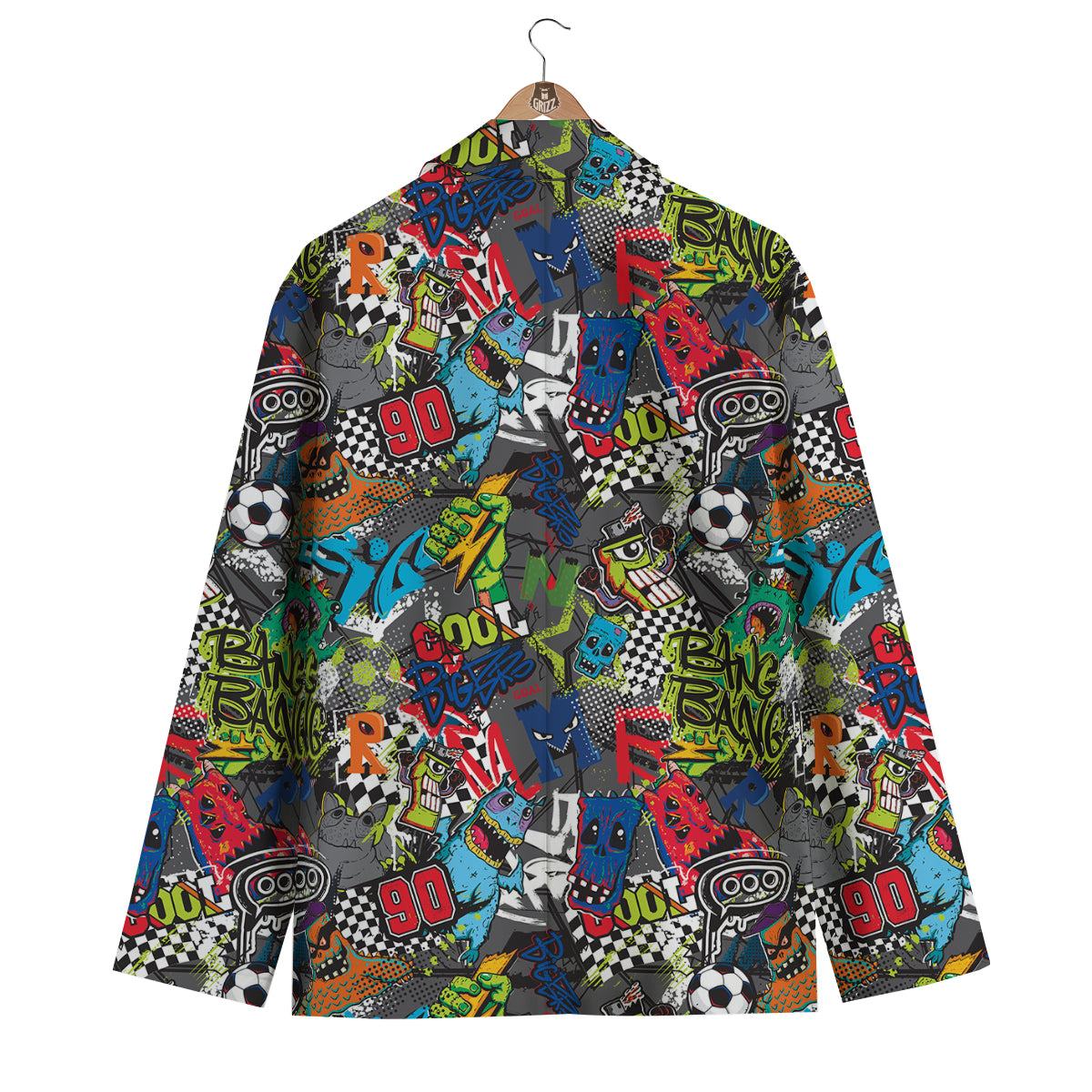 Comics Monsters Graffiti Print Pattern Men's Blazer-grizzshop