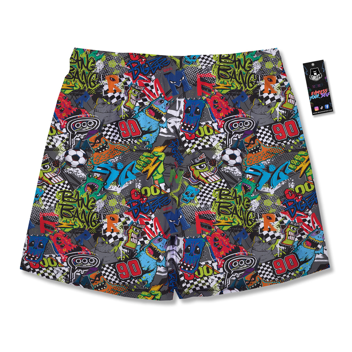 Comics Monsters Graffiti Print Pattern Men's Running Shorts-grizzshop