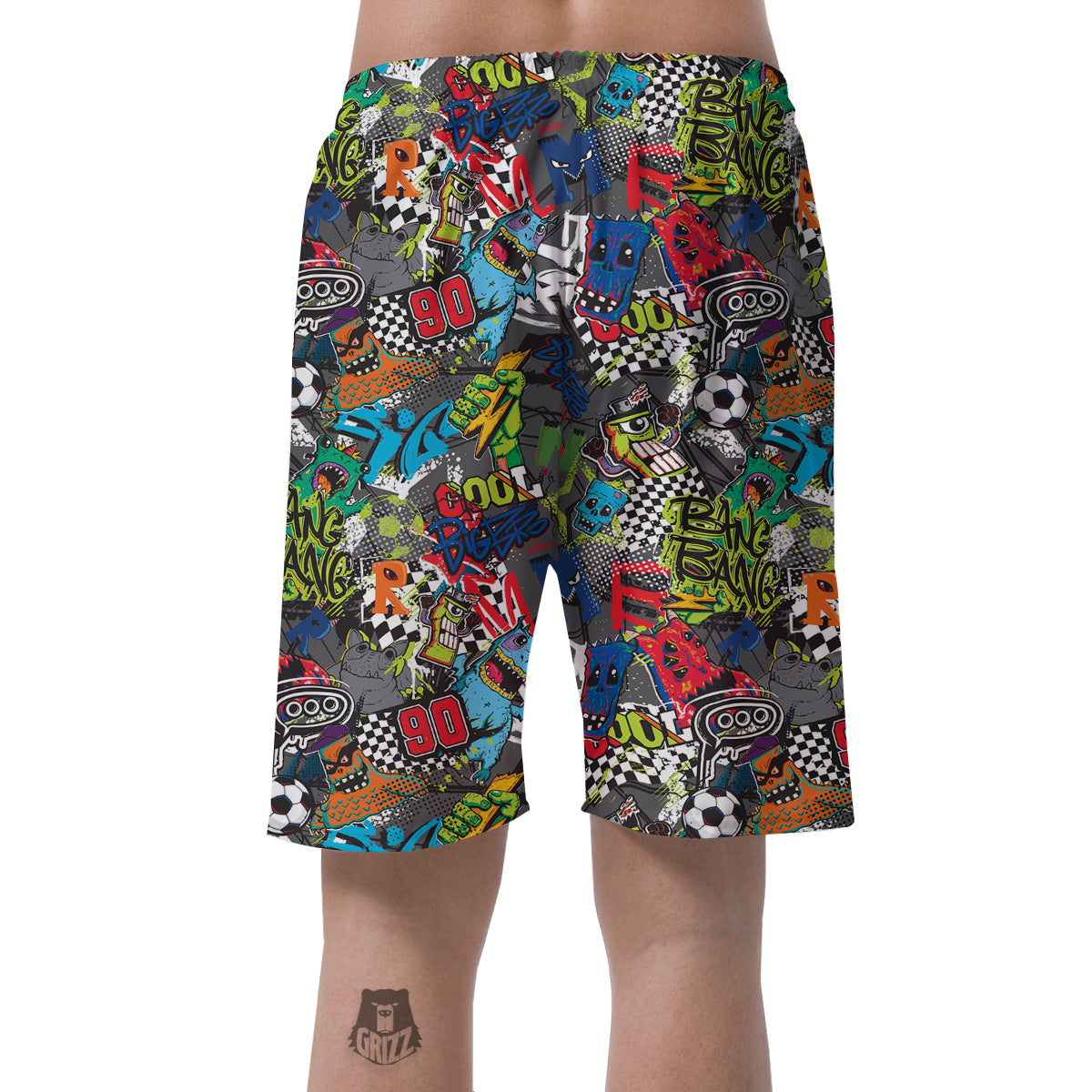 Comics Monsters Graffiti Print Pattern Men's Shorts-grizzshop