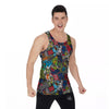 Comics Monsters Graffiti Print Pattern Men's Tank Top-grizzshop