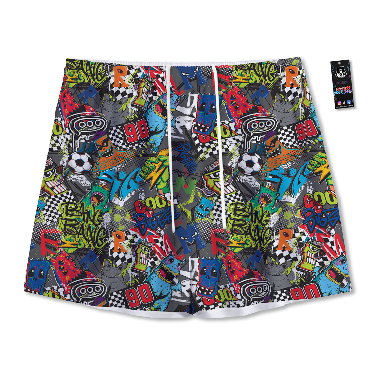 Emoji Cute Christmas Print Pattern Mesh Shorts