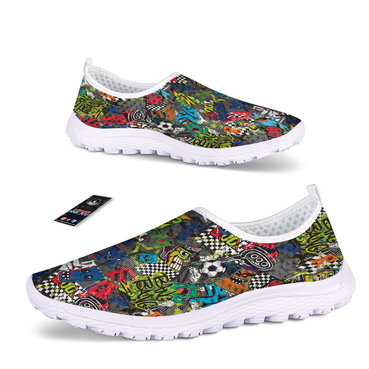 Comics Monsters Graffiti Print Pattern Nurse Shoes-grizzshop