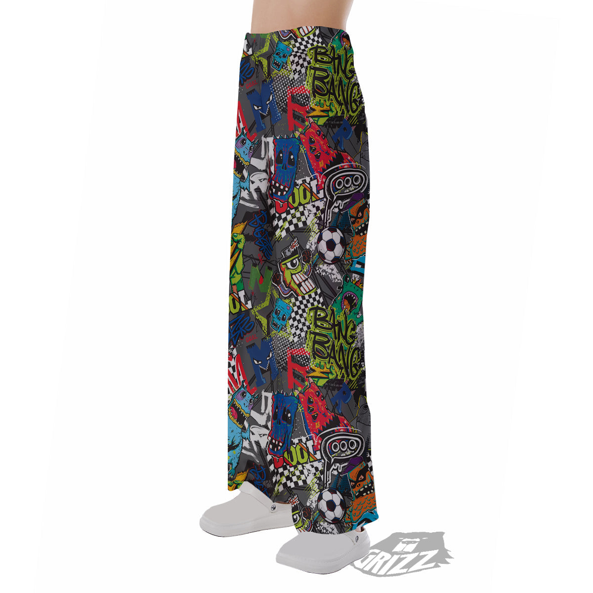 Comics Monsters Graffiti Print Pattern Pajama Pants-grizzshop