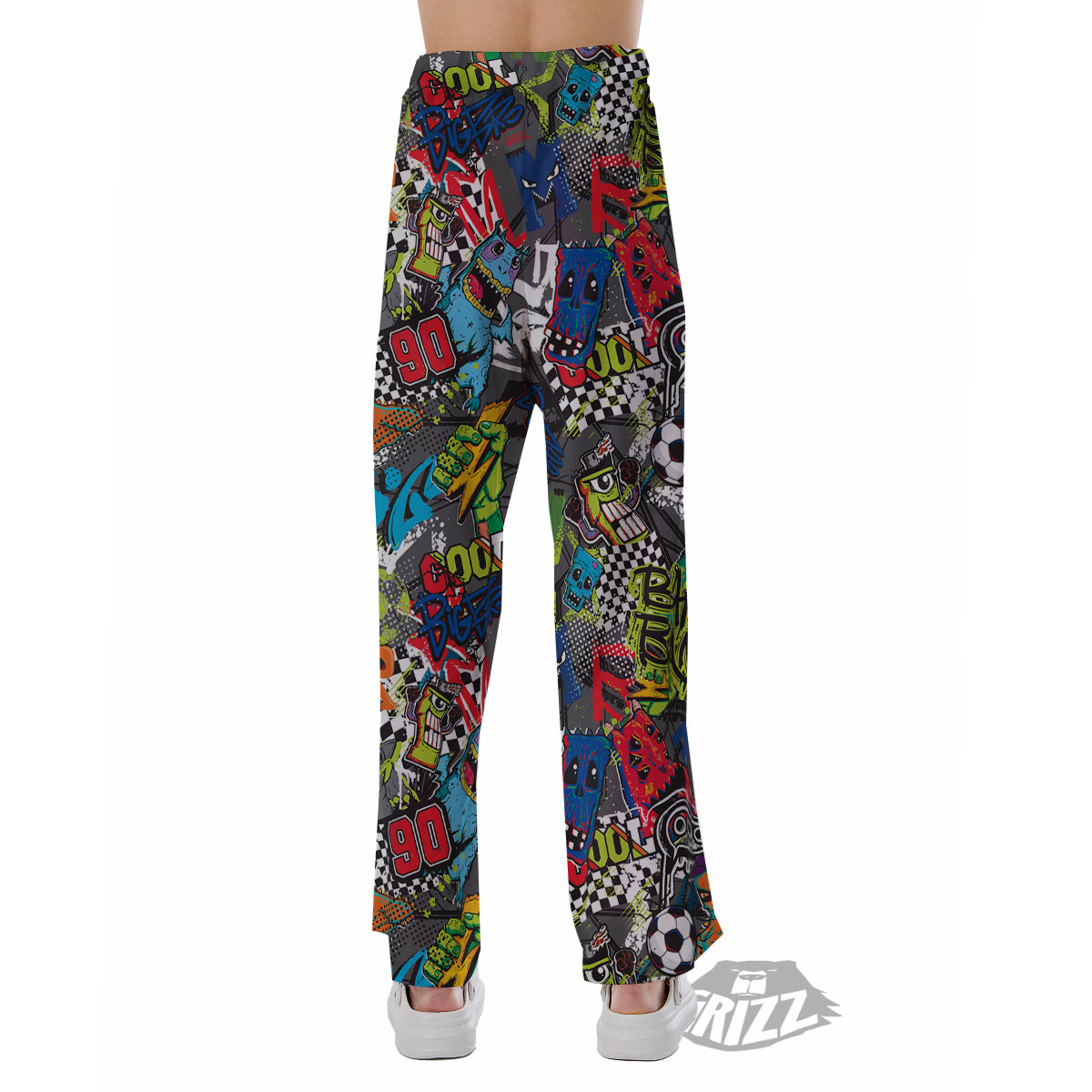 Comics Monsters Graffiti Print Pattern Pajama Pants-grizzshop