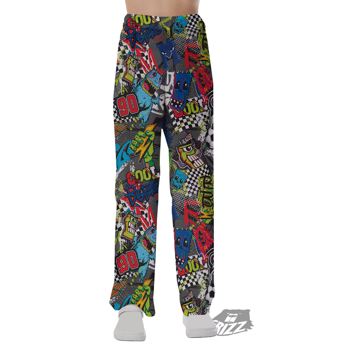 Comics Monsters Graffiti Print Pattern Pajama Pants-grizzshop