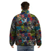 Comics Monsters Graffiti Print Pattern Puffer Jacket-grizzshop