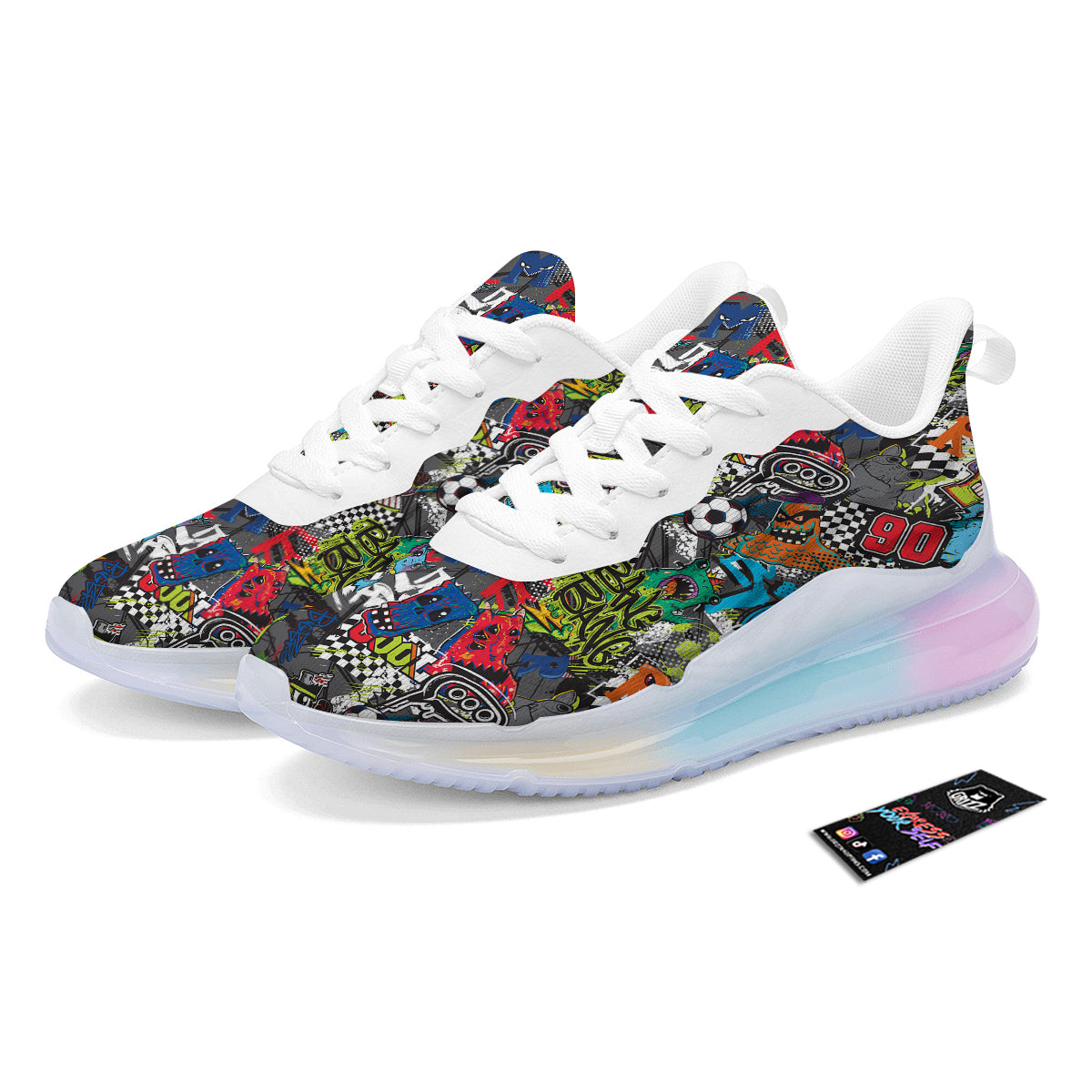 Comics Monsters Graffiti Print Pattern Running Sneakers-grizzshop