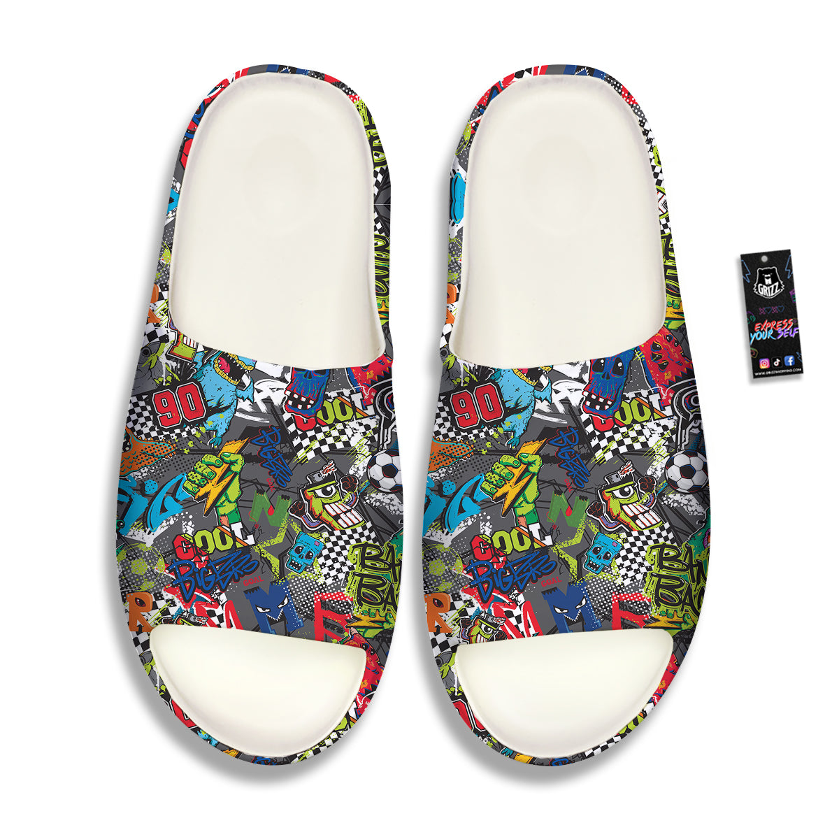 Comics Monsters Graffiti Print Pattern Sandals-grizzshop