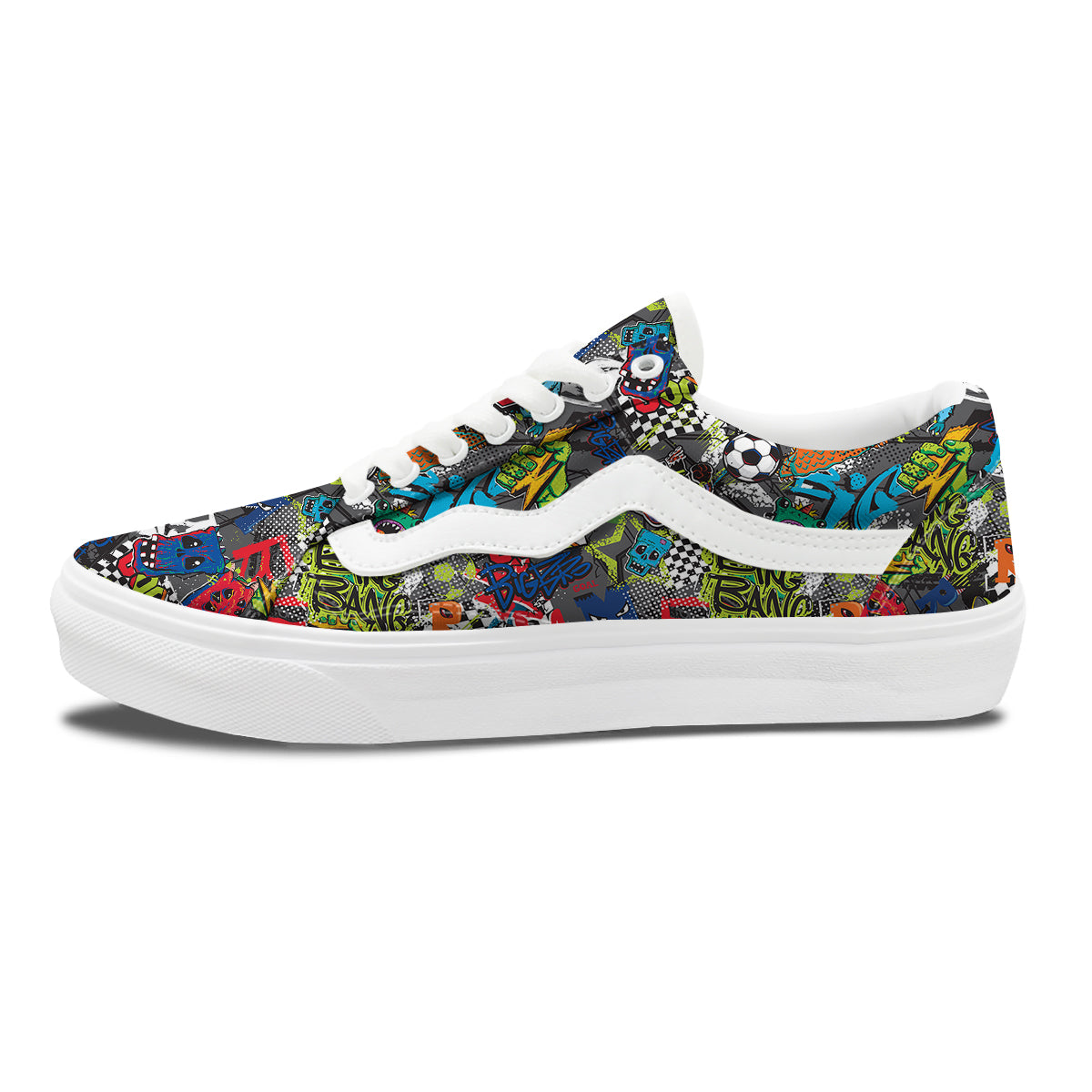 Comics Monsters Graffiti Print Pattern Skate Shoes-grizzshop