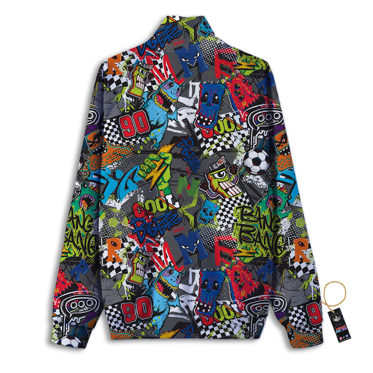 Comics Monsters Graffiti Print Pattern Track Jacket-grizzshop