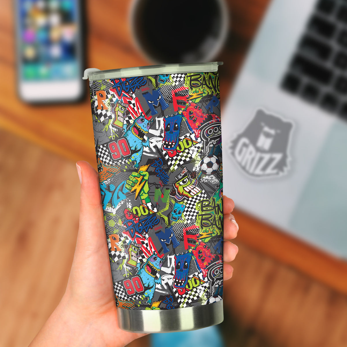 Comics Monsters Graffiti Print Pattern Tumbler-grizzshop