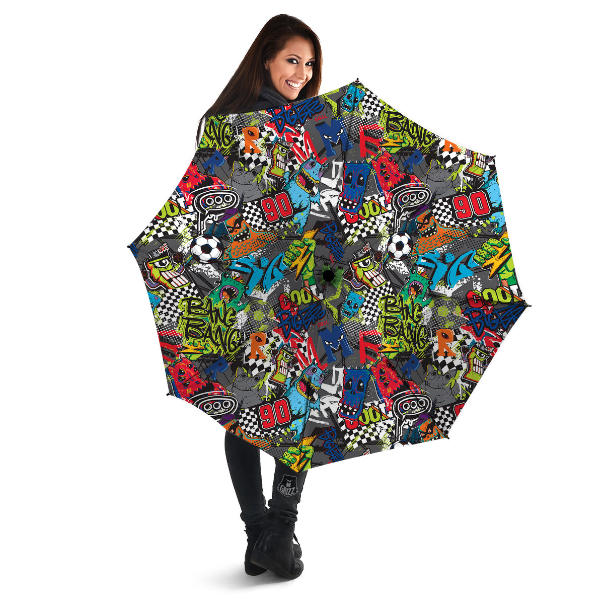 Comics Monsters Graffiti Print Pattern Umbrella-grizzshop