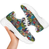 Comics Monsters Graffiti Print Pattern White Chunky Shoes-grizzshop