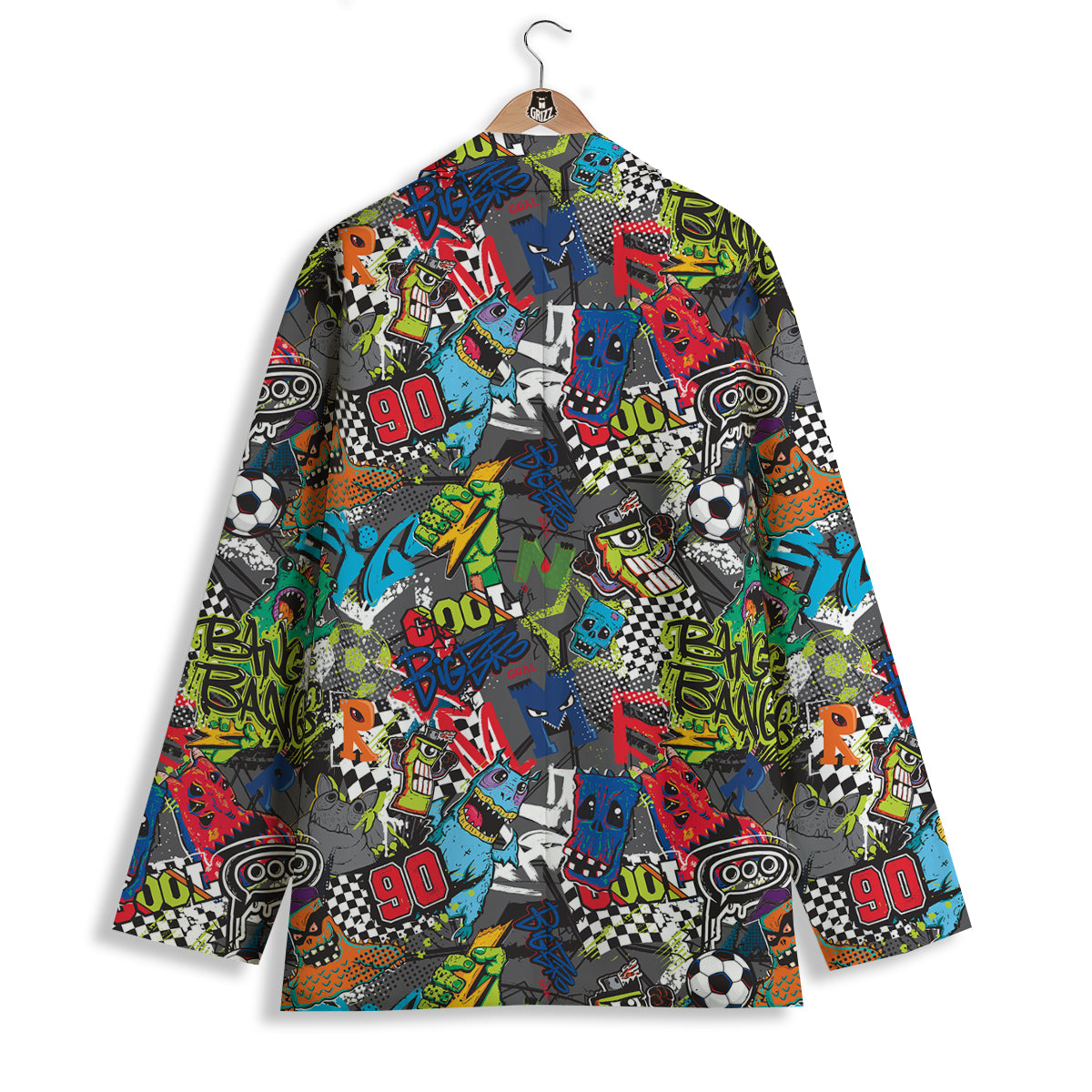 Comics Monsters Graffiti Print Pattern Women's Blazer-grizzshop