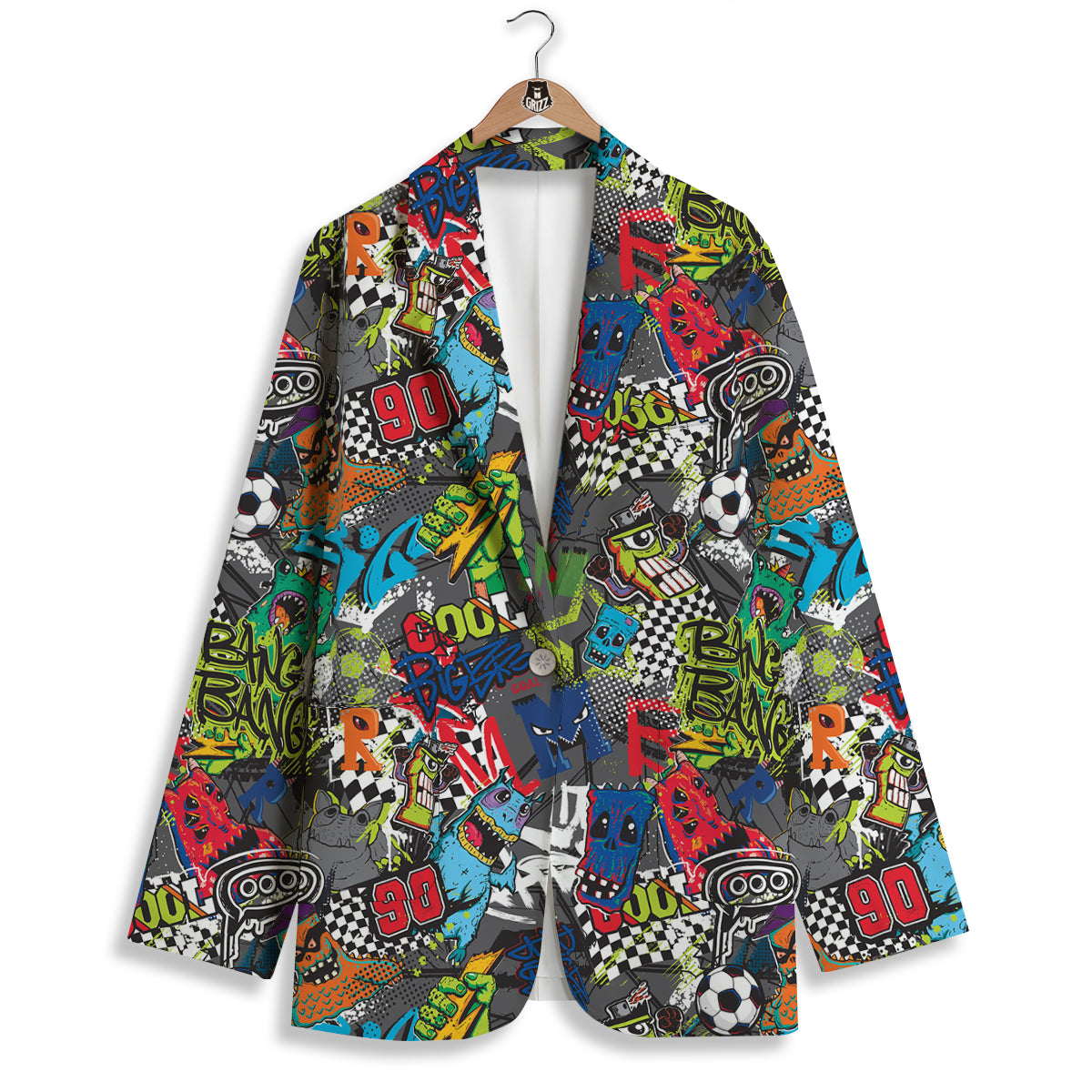 Comics Monsters Graffiti Print Pattern Women's Blazer-grizzshop