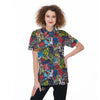 Comics Monsters Graffiti Print Pattern Women's Golf Shirts-grizzshop