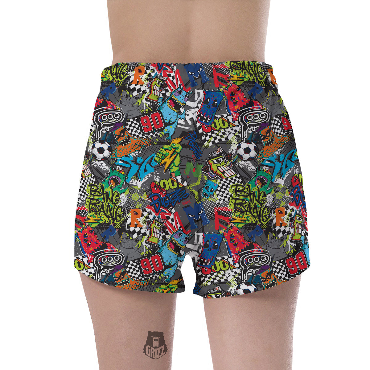 Comics Monsters Graffiti Print Pattern Women's Shorts-grizzshop