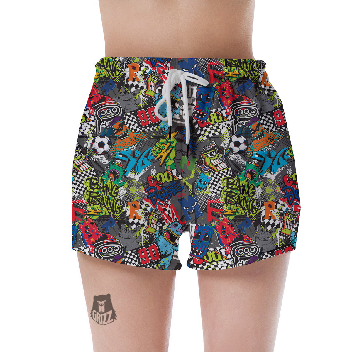 Comics Monsters Graffiti Print Pattern Women's Shorts-grizzshop
